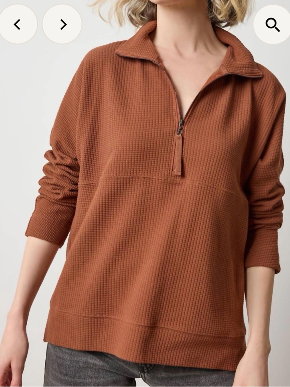 Lilla P Waffle Pullover in Rust